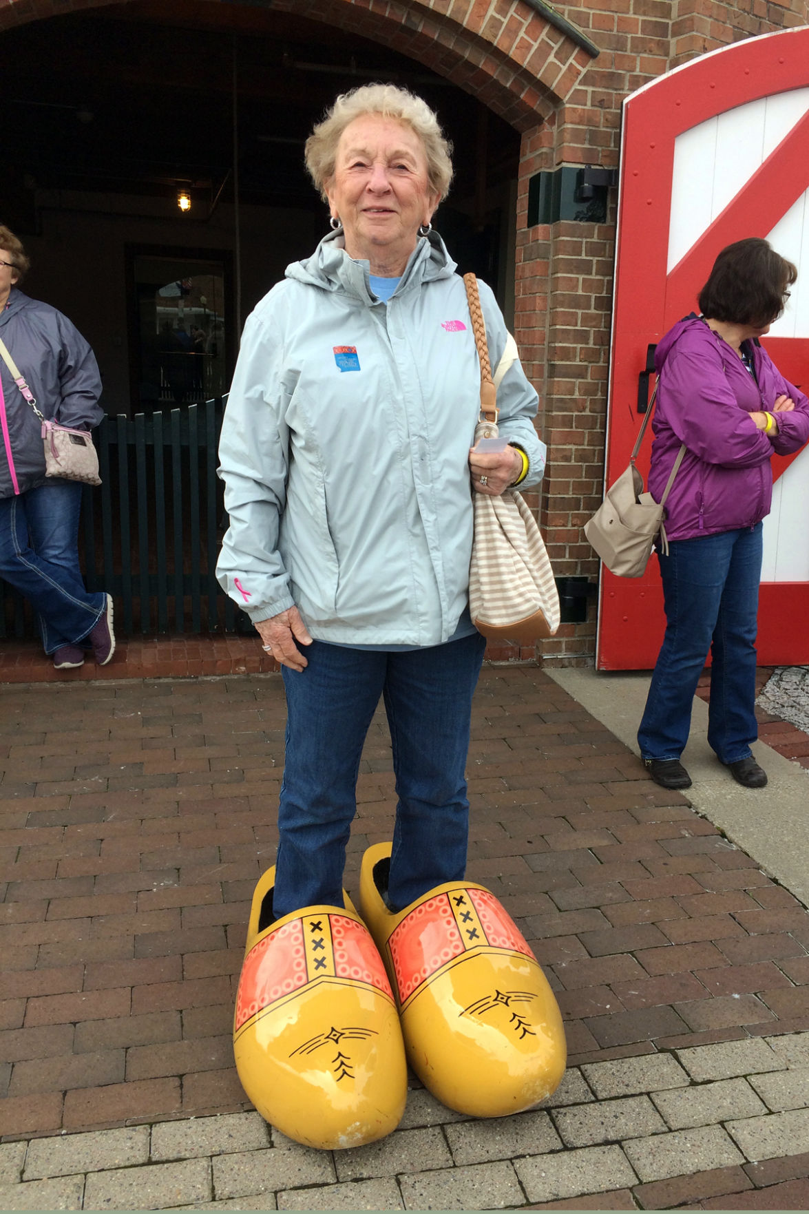 157 Agnes Loukota wearing Dutch wooden shoes.JPG